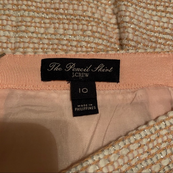 J Crew The Pencil Skirt in pink metallic boucle - Picture 3 of 3